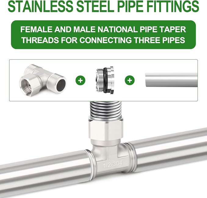 TAISHER 2PCS 304 Stainless Steel 3 Way Top Flexible Movable Tee Connector - Image 5