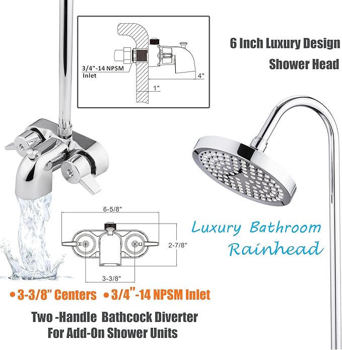 Clawfoot Tub Shower Kit, Add On Shower Units - Image 3