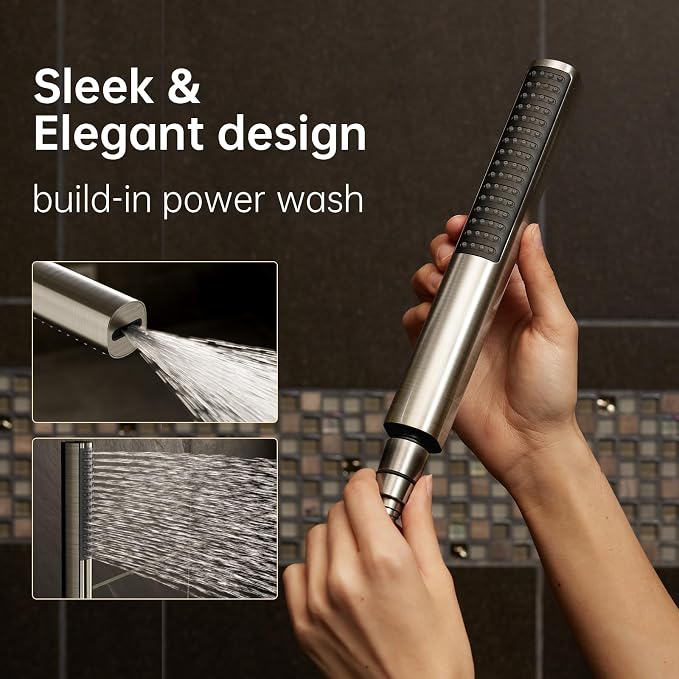 Veken 10" Luxurious Brushed Nickel All Metal Rain Shower Head - Image 5