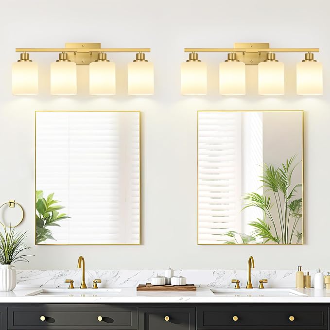 4-Light Bathroom Light Fixtures, Brushed Gold Vanity Light - Image 6