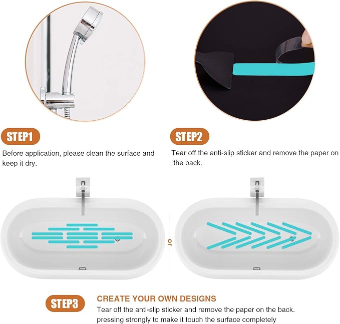 Anti Slip Shower Stickers, Safety Bathtub Strips Adhesive Decals - Image 5