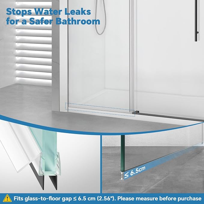 Shower Door Bottom Seal Strip, Fits 12mm Thick Glass, Prevents Leaks, Easy - Image 6