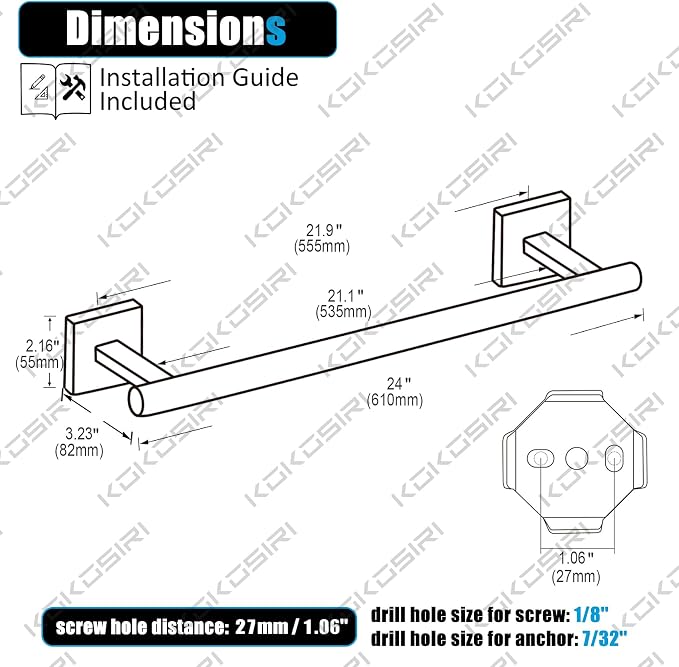 KOKOSIRI Towel Holder Bathroom Accessories Towel Bar - Image 2
