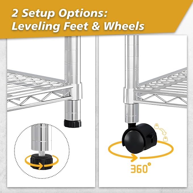 6 Tier Storage Racks Shelving, Heavy Steel Pantry Shelves, Adjustable Wire - Image 8