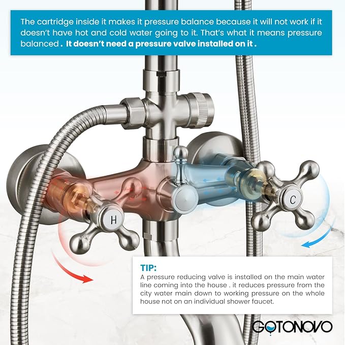 gotonovo Bathroom Classic Exposed Shower Faucet Wall Mount Shower System 8 Inch - Image 3