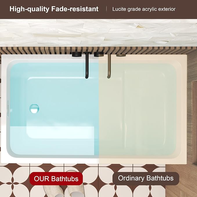 43 Square Inch Acrylic Independent Bathtub, Capacity 50 Gallons, Can Hold 650 - Image 2