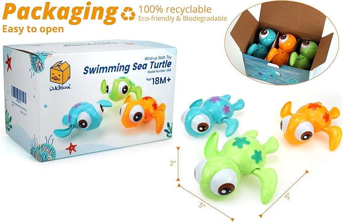 DUCKBOXX XX Wind-up Swimming Sea Turtles Bath Toy, No Battery Mold-Free - Image 5