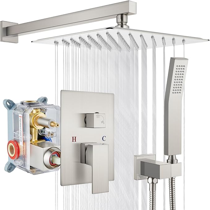 gotonovo Rainfall Bathroom Shower System Rain Shower Head and Handle Set Wall by HOME