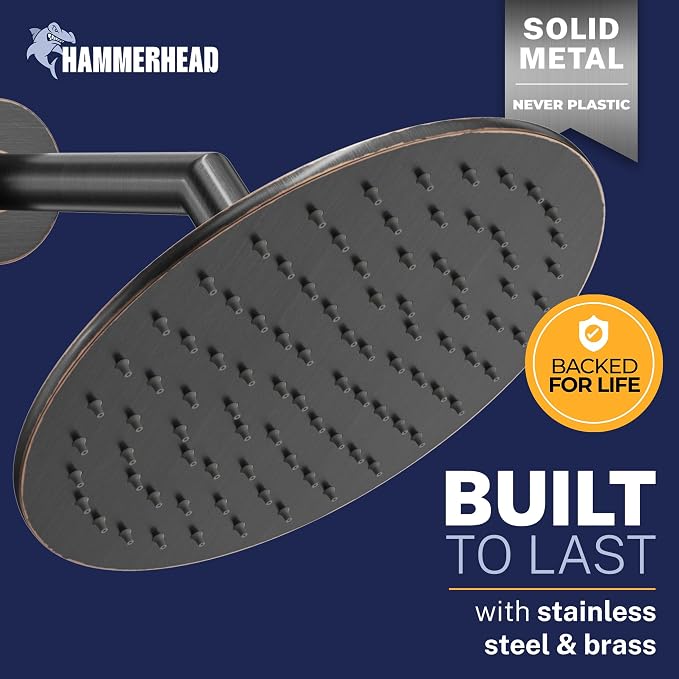 HammerHead Showers Solid Metal Round 8 Inch Rainfall Shower Head, High Flow - Image 2