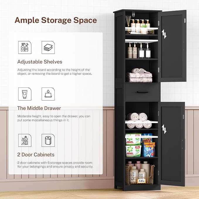 WEENFON Tall Bathroom Cabinet, Storage Cabinet - Image 6