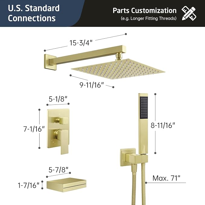 KES Bath Shower Faucet Set Tub and Shower Faucet Set Rain Shower Head - Image 8