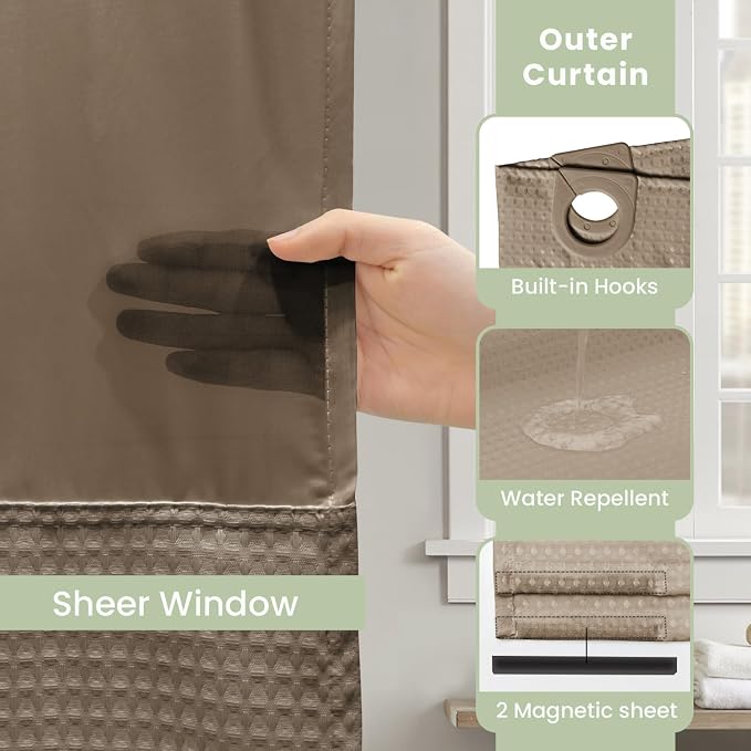 Inhousolu No Hook Shower Curtain - Image 4