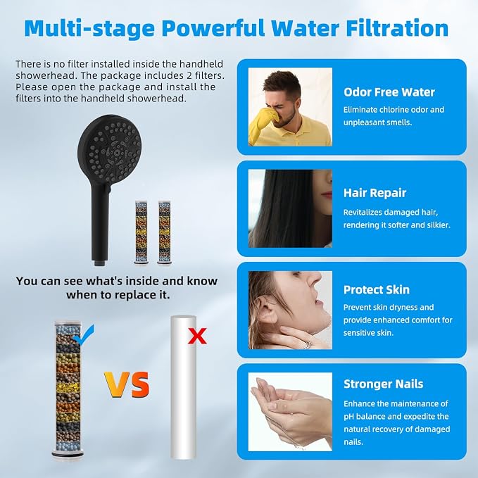 Hibbent All Metal 10'' Dual Filtered Rainfall Shower Head Combo, High Pressure - Image 5