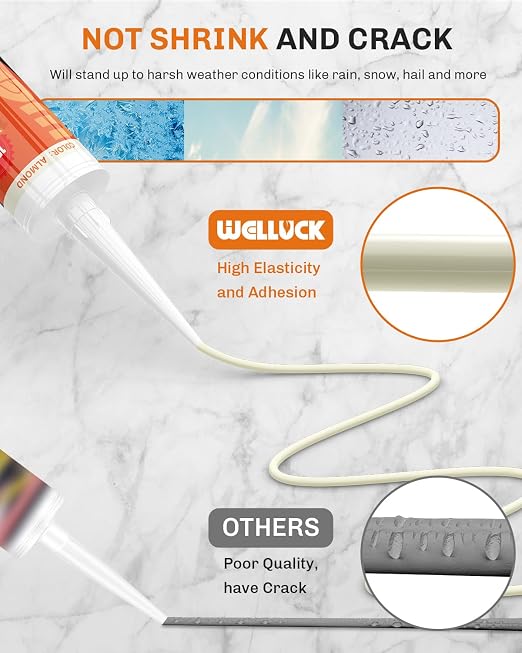 WELLUCK Almond Silicone Caulk, 100% Waterproof Caulking Silicone Sealant - Image 6