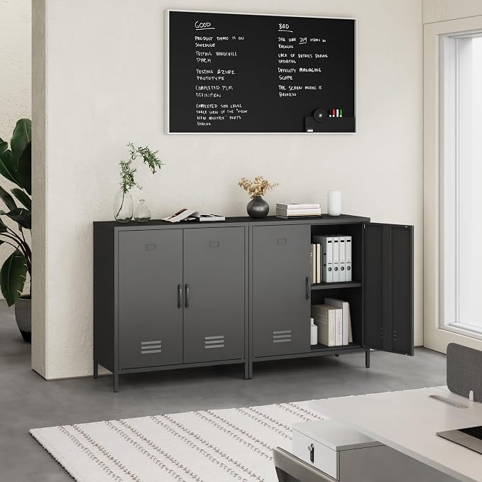 Locker Cabinet, 35.43" H Black Metal Locker Storage Cabinet - Image 2