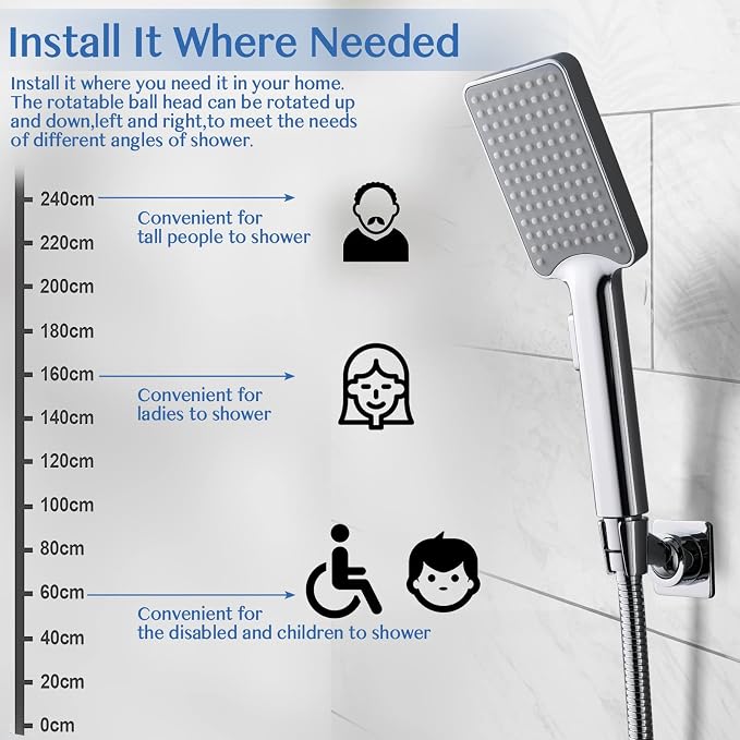 YDmeet Shower Head Holder, Adjustable Handheld Brass Shower Head Bracket - Image 4