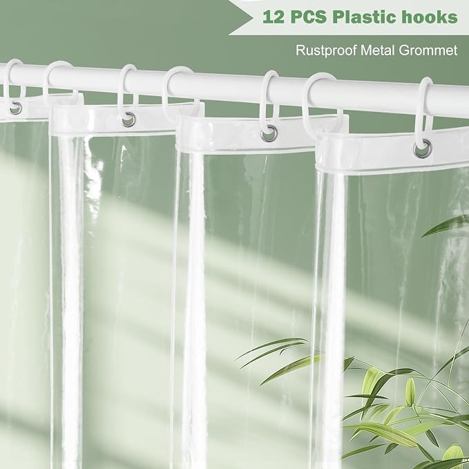 UFRIDAY Clear Shower Stall Curtain Liner 48 x 78 inches, Heavy Duty Liner - Image 3