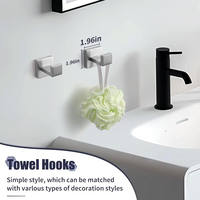 Bathroom Hardware Set Brushed Nickel 5-Pieces Bathroom Towel Rack SUS304 - Image 5