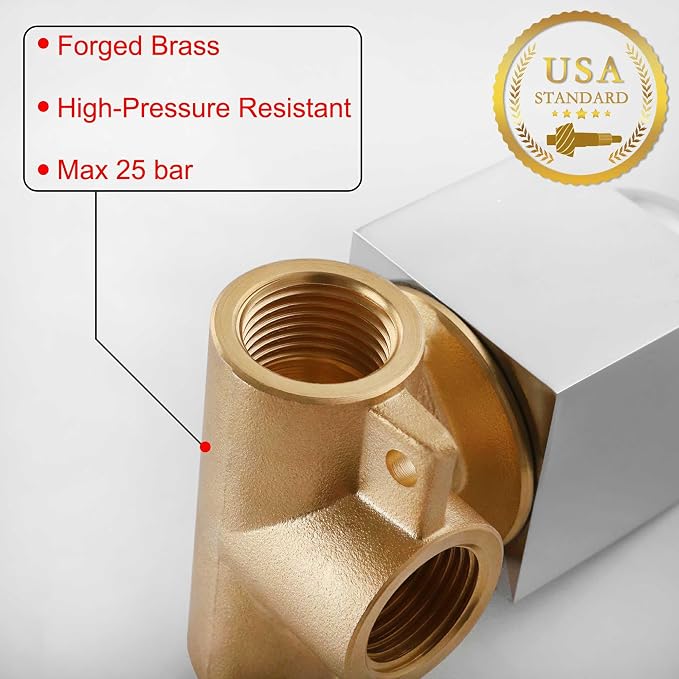 SKOWLL Shower Valve Kit Wall Mount Shower Mixing Valve Kit Brass Body Rough-In - Image 6