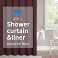 2-in-1 Waterproof Fabric Shower Curtain or Liner, Linen Textured, Breathable by THAIGEE