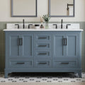 60 Inch Bathroom Vanity Double Sink, Fully Assembled Solid Wood Frame Double by DELUXELIVING