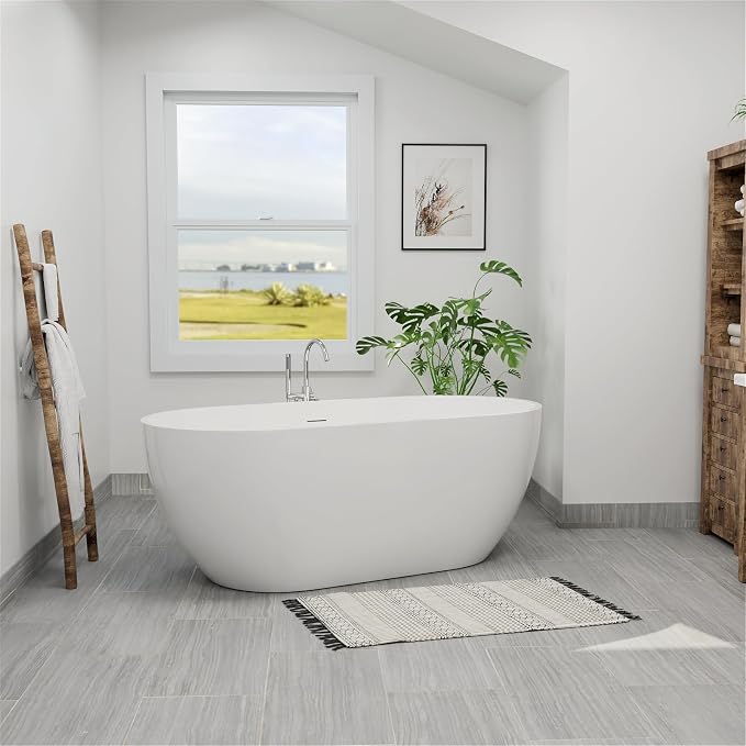 65" Acrylic Freestanding Bathtub, Double Ended Free Standing Tub, Soaking Tub - Image 9