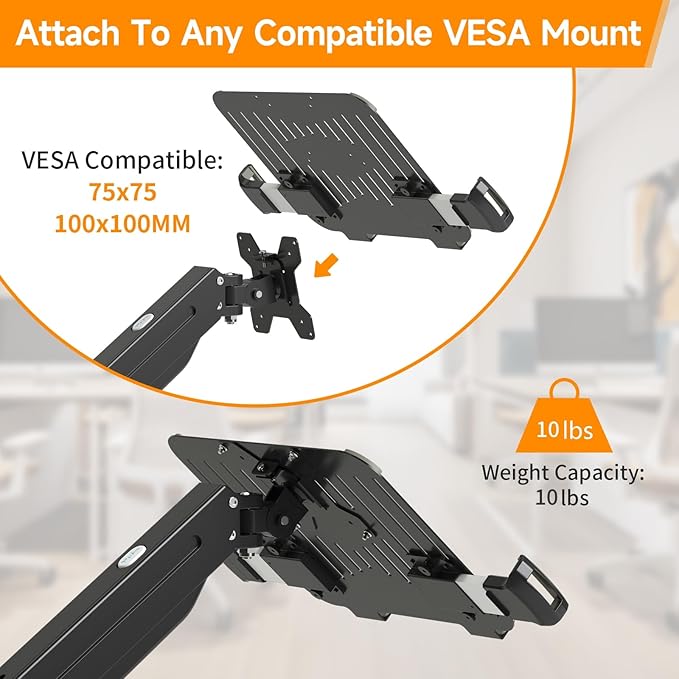 suptek Adjustable 13 to 18 inch Laptop VESA Arm Mount Tray - Image 4
