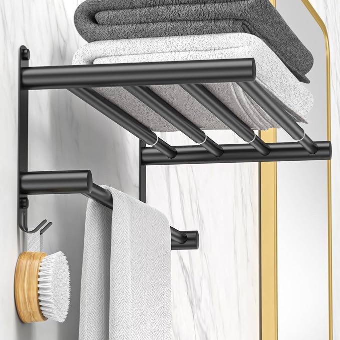 Black Adjustable Towel Bar for Bathroom Wall Mount17-30.7inch Adhesive Shower - Image 7