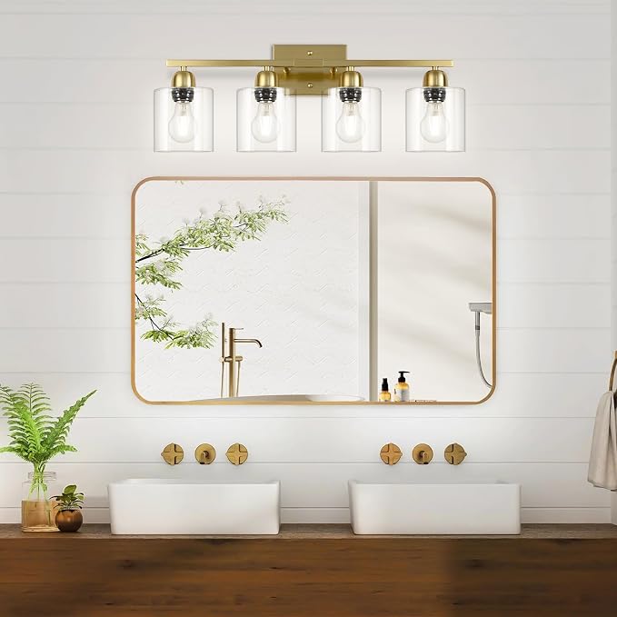 Modern Brushed Gold 4 Light Bathroom Light Fixtures, 24 inch Vanity Lights - Image 6