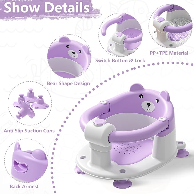 Baby Bath Seat for Babies 6 Months & Up, Toddler Bath Seats for Babies Sitting - Image 3