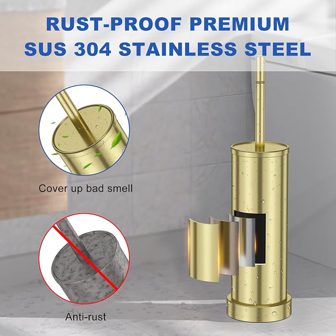 304 Stainless Steel Toilet Brush and Holder Set, Toilet Bowl Brush and Holder - Image 2