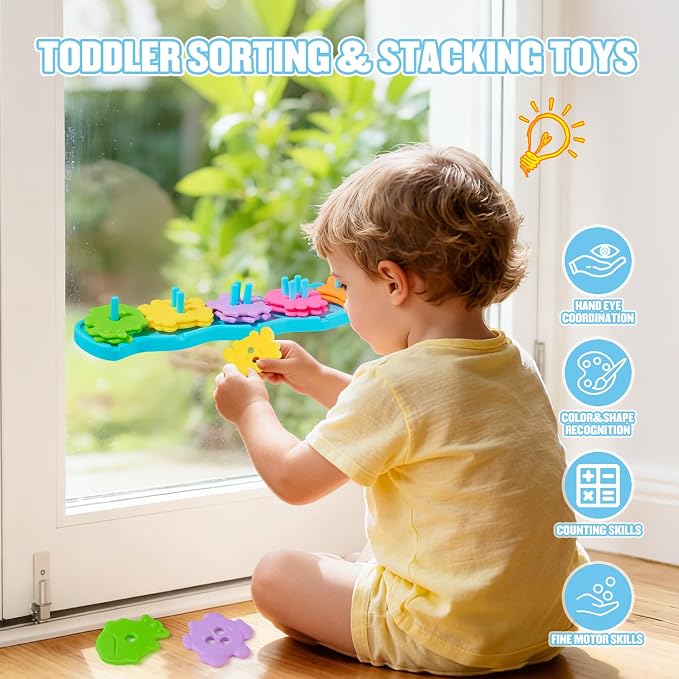 Bath Toys for Kids Ages 1-3 Mold Free Bath Toys Color and Shape Sorting & - Image 3