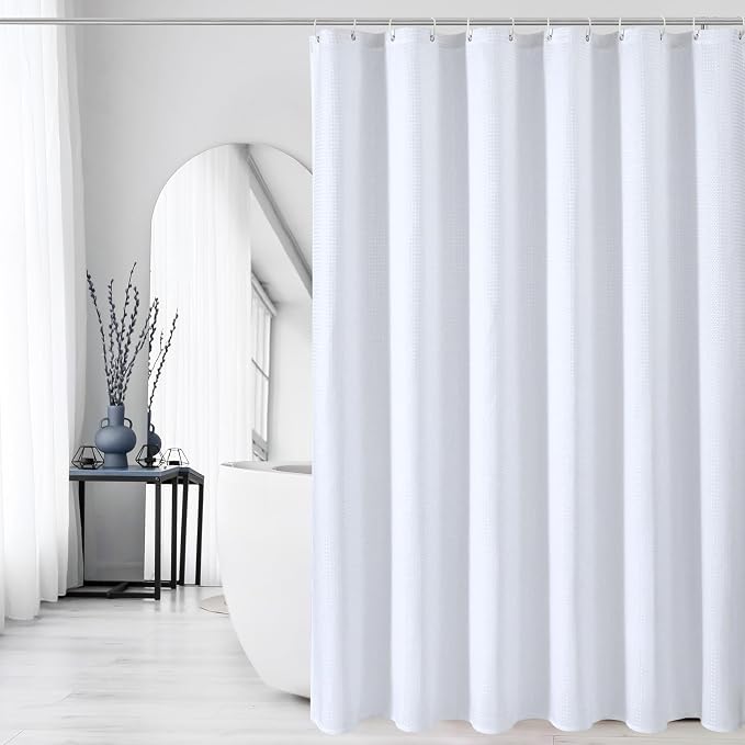 Gibelle Small Stall Shower Curtain 36 x 72, Narrow Half Waffle Weave Textured - Image 6