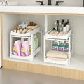 Bamboo Under Sink Organizer and Storage, 2 Pack Pull Out Cabinet Organization by MHXWSXPN