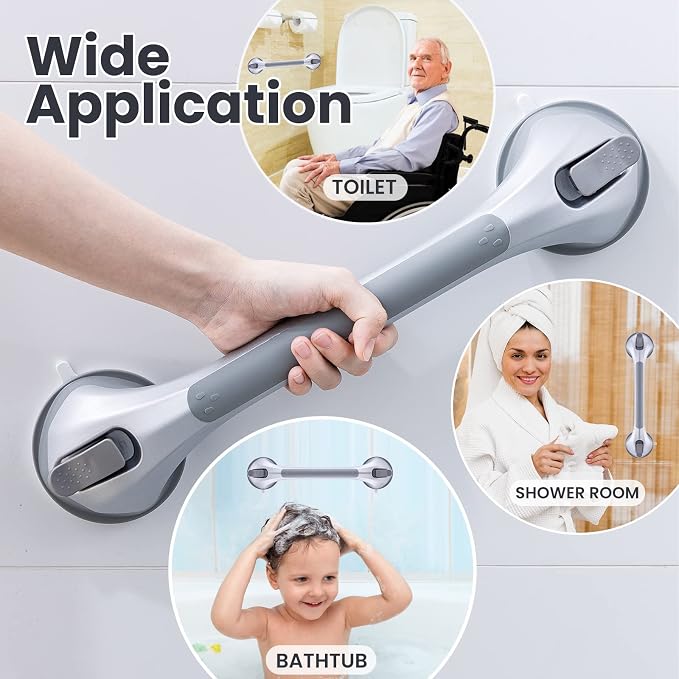 LEVERLOC Shower Grab Bars 2 Pack, Suction Grab Bar Easy to Install Shower Handle - Image 7