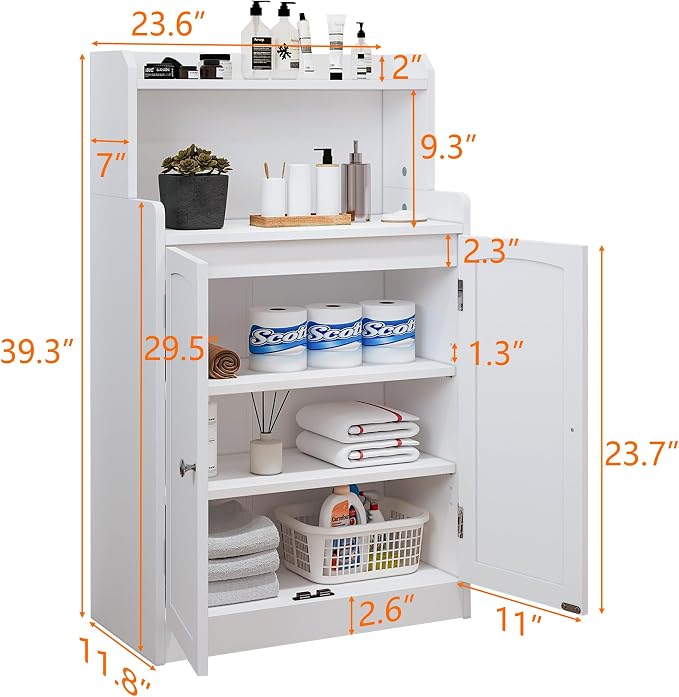 40 Inch Bathroom Storage Cabinet, Freestanding Organizer - Image 8