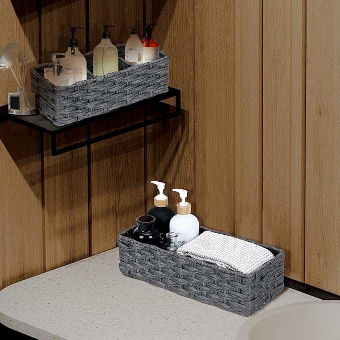 DULLEMELO Toilet Paper Basket for Organizing, Small Bathroom Baskets for Storage - Image 4