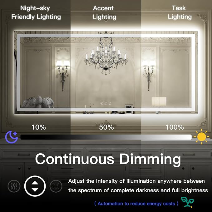ISKM 50'' x 30'' LED Mirror for Bathroom Lighted Vanity Mirror for Wall Front - Image 8
