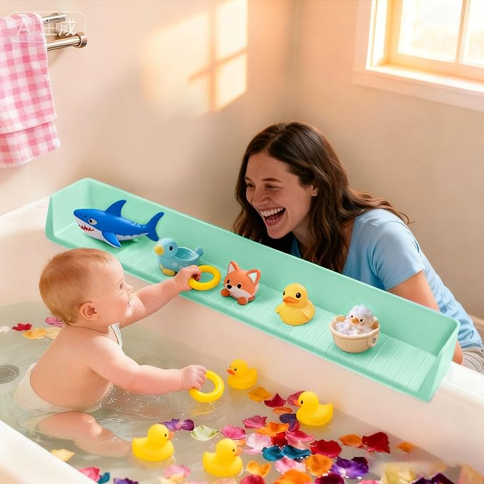 Splash Guard for Bathtub Kids, Longer Silicone Bathtub Splash Guard - Image 2