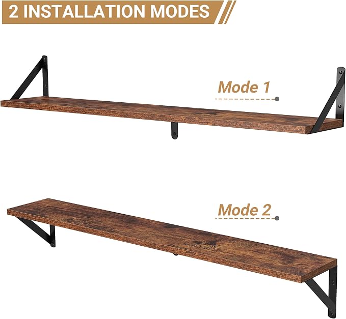 Heimlove Floating Shelves for Wall, 36 Inch Long Wood Floating Bookshelf Set of - Image 5