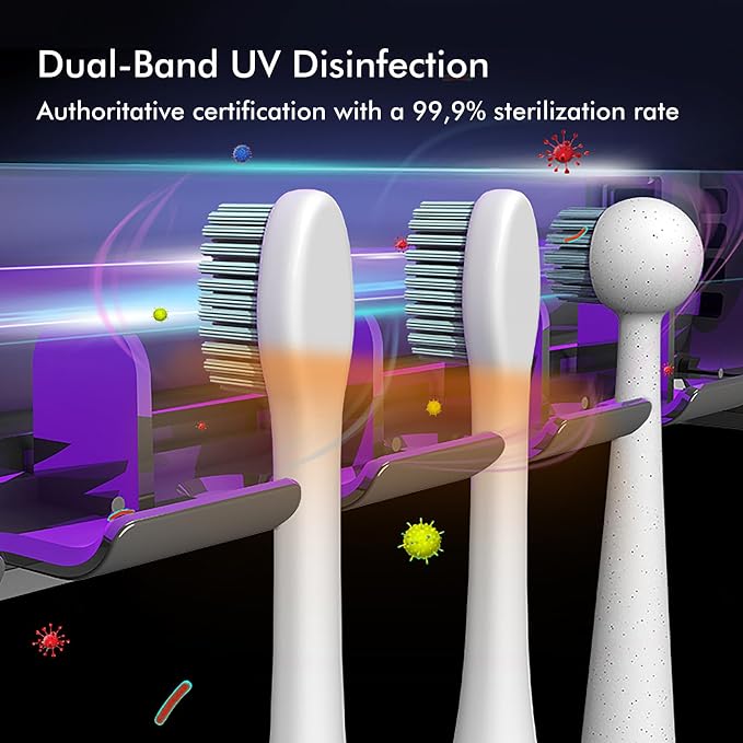 UV Toothbrush Sanitizer Holder for Bathrooms, 5+1+1 Slots Toothbrush Sanitizer - Image 2