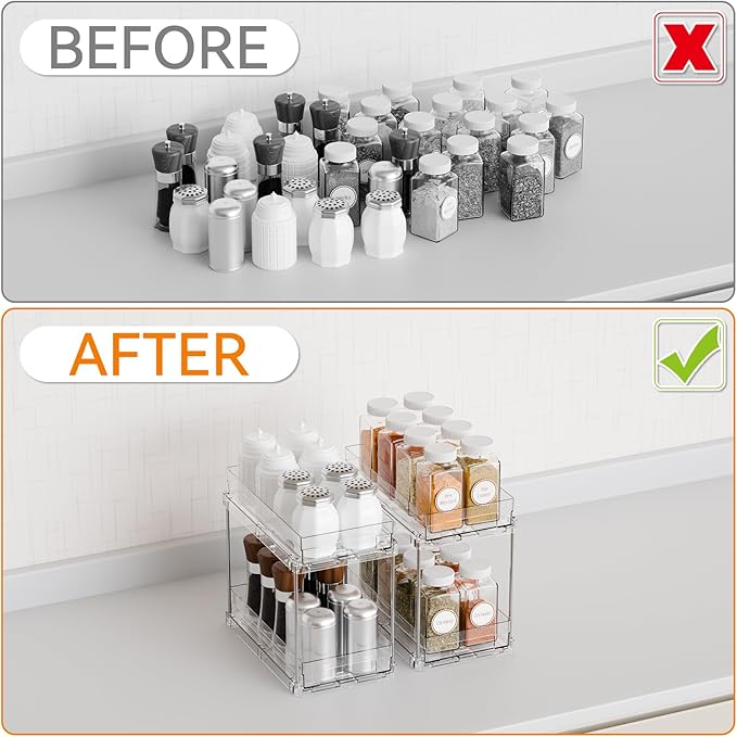 2 Set, 2 Tier Pull Out Cabinet Organizer - Image 7