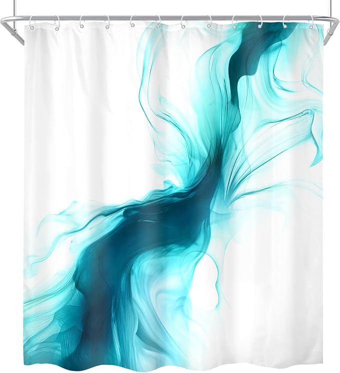 Cinbloo Teal Turquoise Aqua 60Wx72H Shower Curtain Abstract Modern Ombre Marble - Image 7
