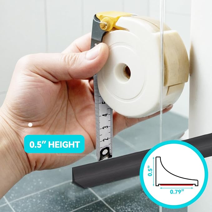 Shower Threshold Water Dam Barrier 98", Silicone Sealant Included, Collapsible - Image 3