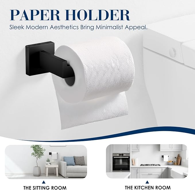 10-Pieces Towel Racks for Bathroom, Matte Black Bathroom Accessory Set - Image 4