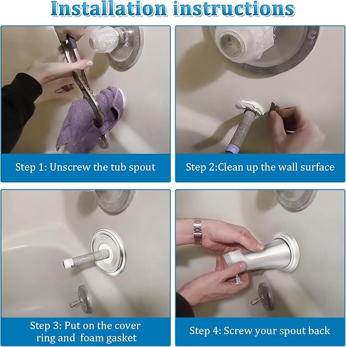 Enhon Metal Tub Spout Cover Ring, Bathroom Faucet Remodeling Wall Plate - Image 5