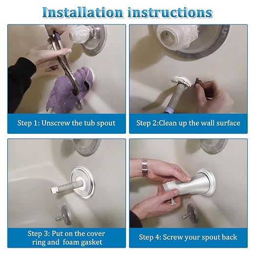 Enhon 2 Pack Metal Tub Spout Cover Ring, Bathroom Faucet Remodeling Wall Plate - Image 6