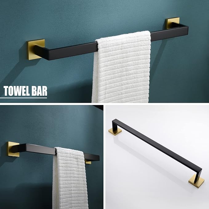 YACVCL 5 Pieces Bathroom Hardware Set, 23.6 inch Towel Bar Hand Towel Holder - Image 2