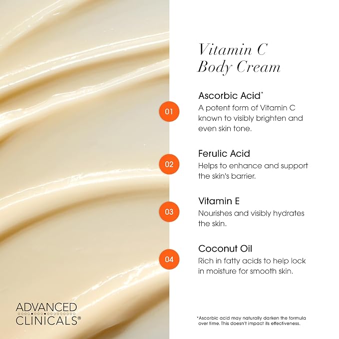 Advanced Clinicals Vitamin C Cream Visibly Brightening Body Lotion | Vitamin C - Image 5