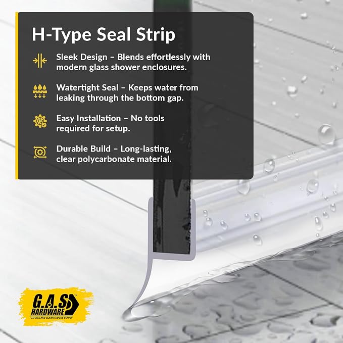 3/8" Frameless Shower Door Seal – H-Type 22.5" Ultra-Clear Bottom & Side Drip - Image 5